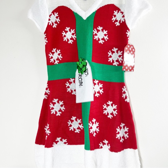 CHRISTMAS present wrapped up SNOWFLAKE dress party costume NWT size SMALL - Picture 2 of 9